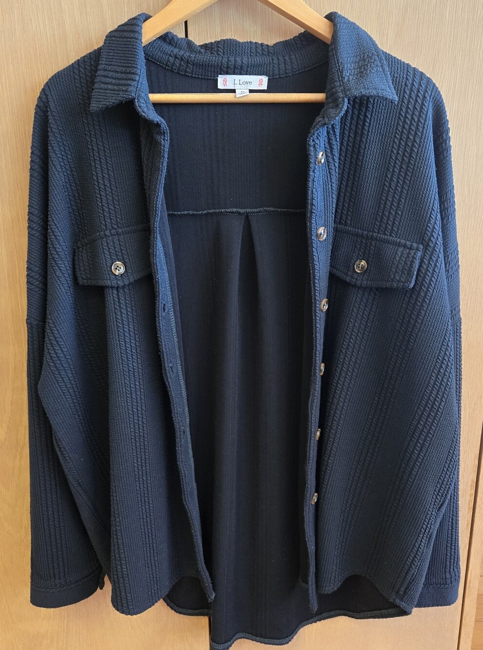 Dark Green Textured Ribbed Button Up Jacket - Picture 2 of 10